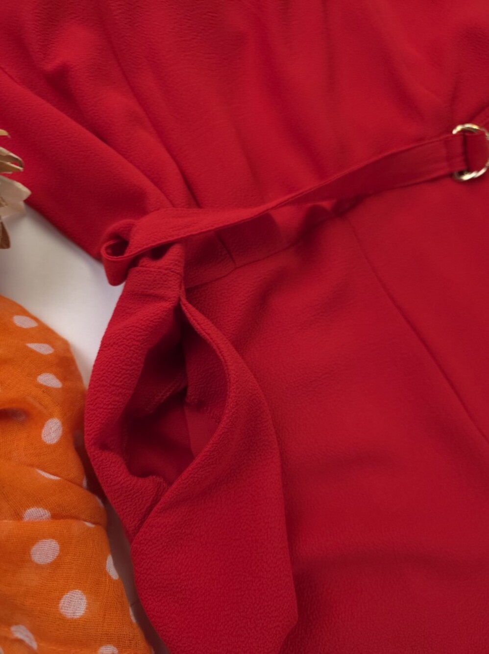 Michael Kors Bright Red Sleeveless Wide-Leg Jumpsuit with Belt Sz 8 - Picture 5 of 10